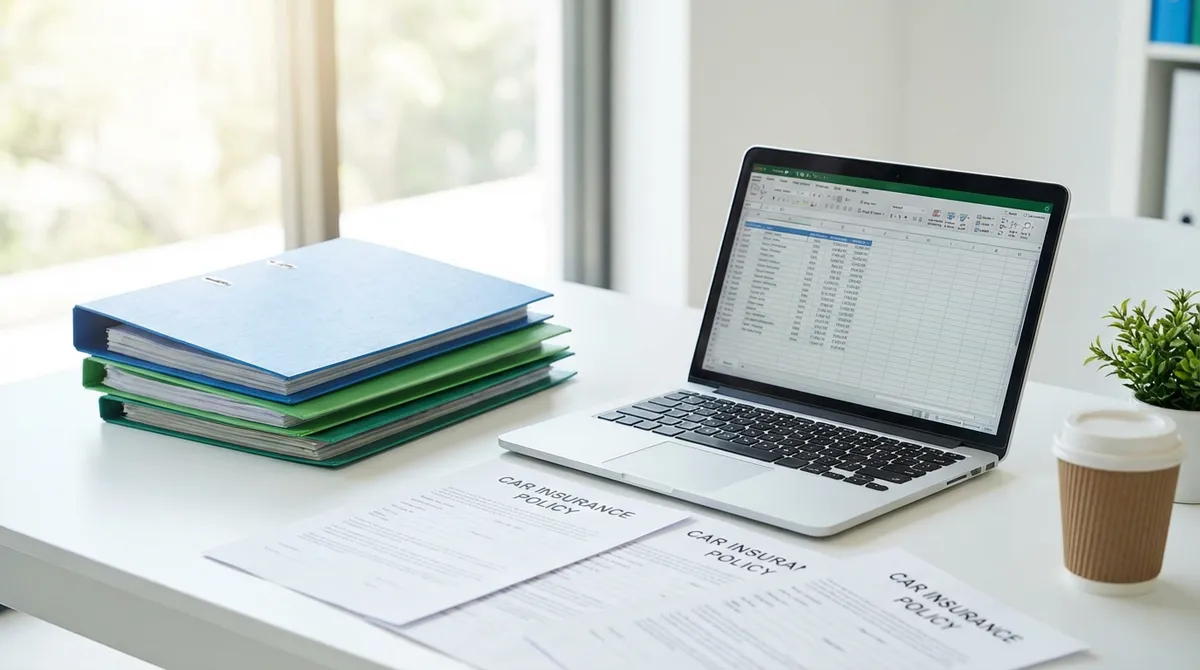 Stanowisko z dokumentami ubezpieczenia komunikacyjnego przy przeprowadzce